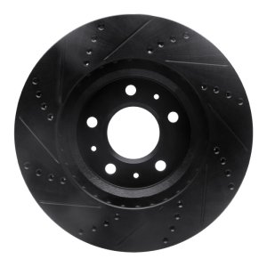 Cadillac CTS Brake Rotor (1) - Front Right - R1 Concepts - Drilled & Slotted - Black - `03-`07